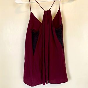 Burgundy Silk camisole, with lace detail under arms. Made in LA